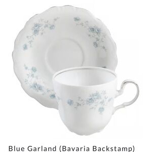Johann Haviland fine China tea cup and Saucer with Blue Garland Floral Design